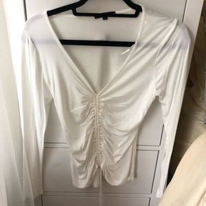 White front tie long sleeve